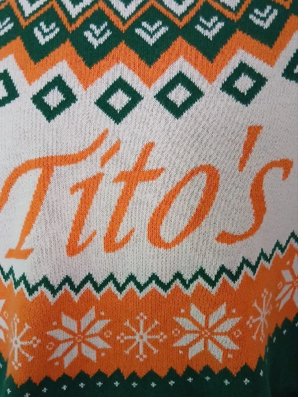 Tito's Green & Orange Holiday Sweater